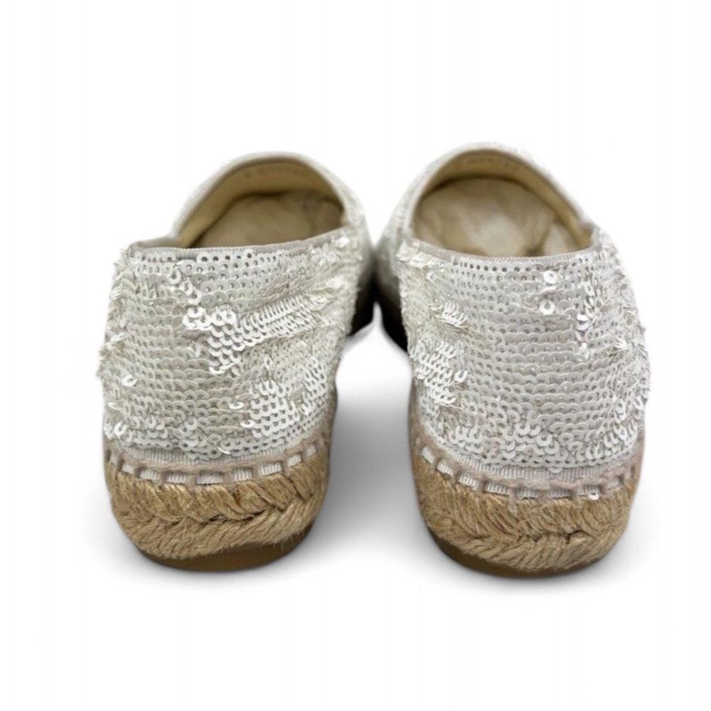 CHANEL White Woven Interlocking CC Logo Sequin Flat Espadrilles Size EU37 - Picture 6 of 15